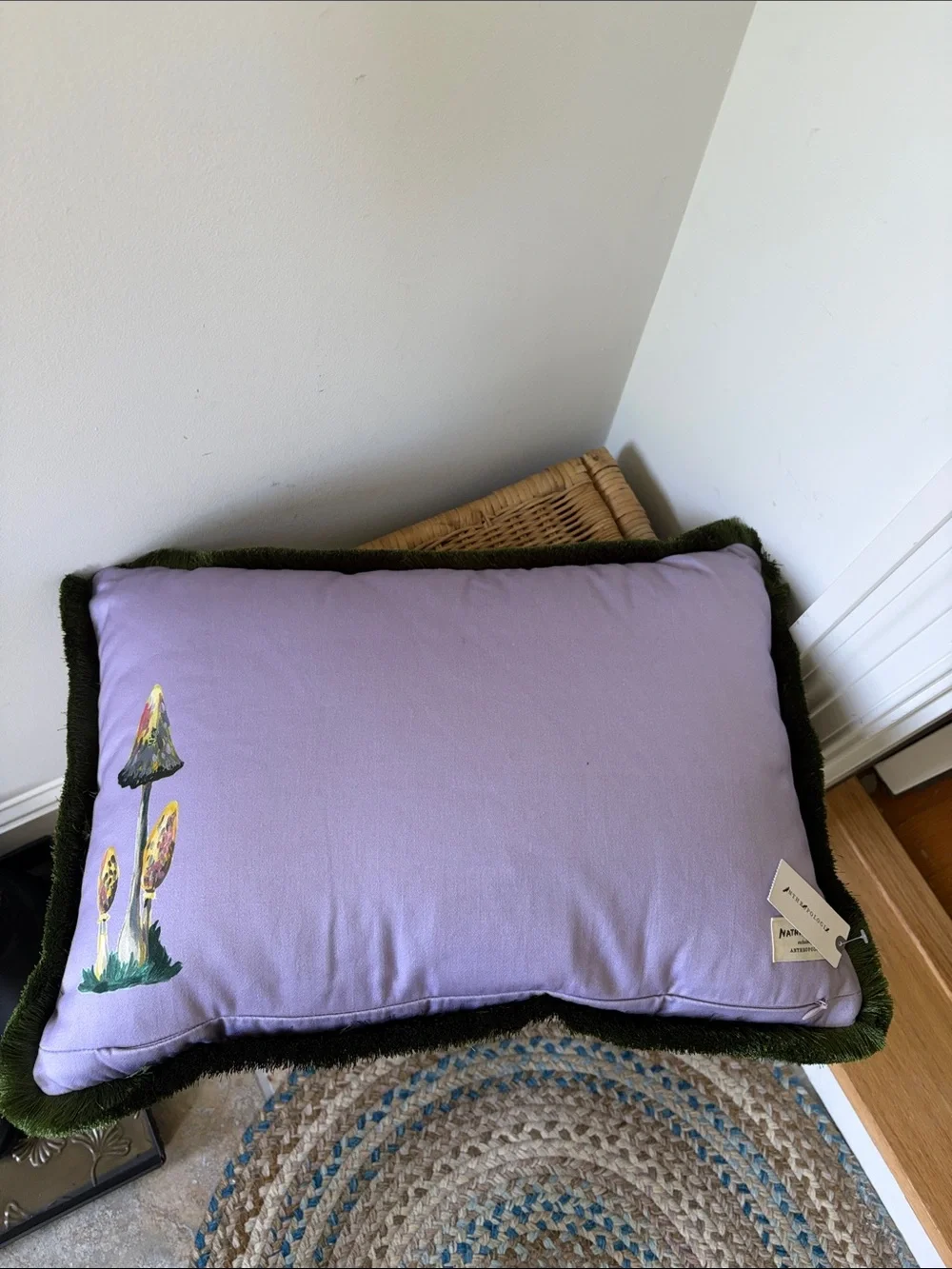 Anthropologie x Nathalie Lete Marias Embroidered Sateen Pillow Mushrooms NWT